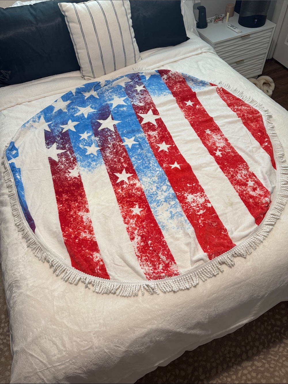 Cotton On Round American Flag Beach Towel - Red, White & Blue